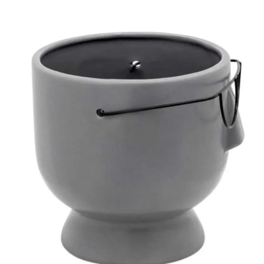 Face with glasses 6in ceramic planter gray